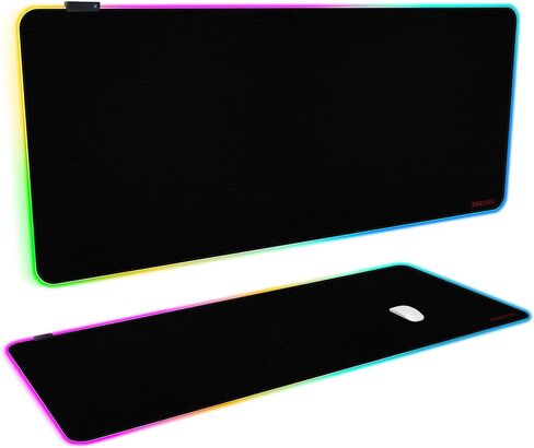 لوحة ماوس ألعاب ZORESYN RGB - لوحة ماوس كبيرة مقاس 39.4 × 19.7 بوصة مع إضاءة LED، ملحقات ألعاب لوحة المفاتيح للمكتب، قاعدة مطاطية غير قابلة للانزلاق بساط ماوس كبير للاعبين، أسود in Kuwait