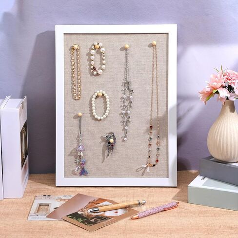 2-Pack Cork Board with Linen, 15.7" x 11.8" White Bulletin Board, Wood Framed Hanging Pin Boards for Wall, Vision Boards Kit for Office Home Decor, 20 Pushpins & 8 Clips in Kuwait