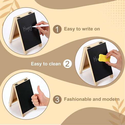 3 Pcs Mini Chalkboard Easel Signs 4.5" x 7.5" Tabletop Chalkboard Sign Double Sided Display Comes with Chalk and Blackboard Eraser for Bar Wedding Parties Home Decor Restaurant Menu in Kuwait