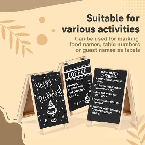 3 Pcs Mini Chalkboard Easel Signs 4.5" x 7.5" Tabletop Chalkboard Sign Double Sided Display Comes with Chalk and Blackboard Eraser for Bar Wedding Parties Home Decor Restaurant Menu in Kuwait