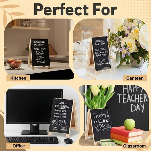 3 Pcs Mini Chalkboard Easel Signs 4.5" x 7.5" Tabletop Chalkboard Sign Double Sided Display Comes with Chalk and Blackboard Eraser for Bar Wedding Parties Home Decor Restaurant Menu in Kuwait
