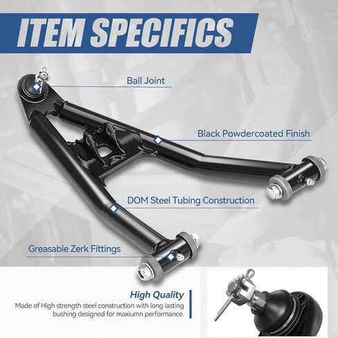 2Pcs Front Lower Tubular Control Arms Suspension Kit with Ball Joint Compatible with Yamaha Raptor 700/700R YFM700R 2006-2024, Left and Right Side, Black Powder Coated in Kuwait