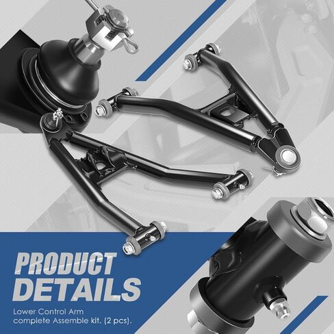 2Pcs Front Lower Tubular Control Arms Suspension Kit with Ball Joint Compatible with Yamaha Raptor 700/700R YFM700R 2006-2024, Left and Right Side, Black Powder Coated in Kuwait