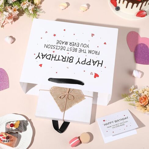 Funny Birthday Gift Bag with Tissue Paper Card From the Best Decision Gift Bags Black and White Happy Birthday Wrapping Bag for Boyfriend Girlfriend Husband Wife Couples Friends Bday Party Decorations in Kuwait