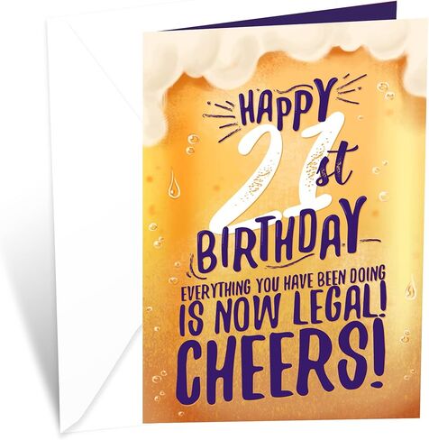 بطاقة عيد ميلاد مضحكة من Prime Greetings مقاس 21، مصنوعة في أمريكا، صديقة للبيئة، مخزون بطاقات سميك مع مظروف ممتاز 5 بوصة × 7.75 بوصة، معبأة في بريد واقٍ in Kuwait