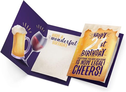 بطاقة عيد ميلاد مضحكة من Prime Greetings مقاس 21، مصنوعة في أمريكا، صديقة للبيئة، مخزون بطاقات سميك مع مظروف ممتاز 5 بوصة × 7.75 بوصة، معبأة في بريد واقٍ in Kuwait