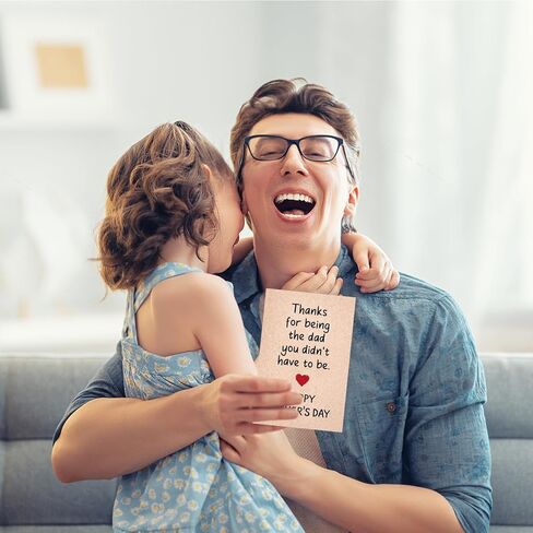Father’s Day Card for Stepdad, Step Dad Fathers Day Cards Gifts for from Step Daughter Son, Bonus Dad Thank You Card with Envelope, Stepfather Appreciation Gift Cards in Saudi Arabia