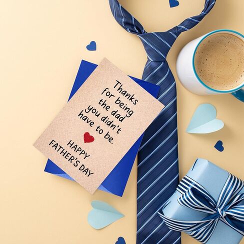 Father’s Day Card for Stepdad, Step Dad Fathers Day Cards Gifts for from Step Daughter Son, Bonus Dad Thank You Card with Envelope, Stepfather Appreciation Gift Cards in Saudi Arabia
