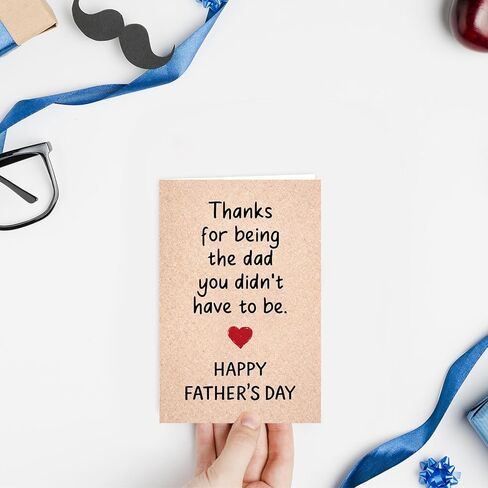 Father’s Day Card for Stepdad, Step Dad Fathers Day Cards Gifts for from Step Daughter Son, Bonus Dad Thank You Card with Envelope, Stepfather Appreciation Gift Cards in Saudi Arabia