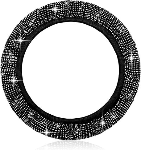 Bling Rhinestones Steering Wheel Cover, Compatible with 14.5-15 Inch Steering Wheel, Bling Steering Wheel Cover for Girls (White) in Saudi Arabia