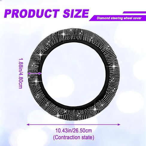 Bling Rhinestones Steering Wheel Cover, Compatible with 14.5-15 Inch Steering Wheel, Bling Steering Wheel Cover for Girls (White) in Saudi Arabia