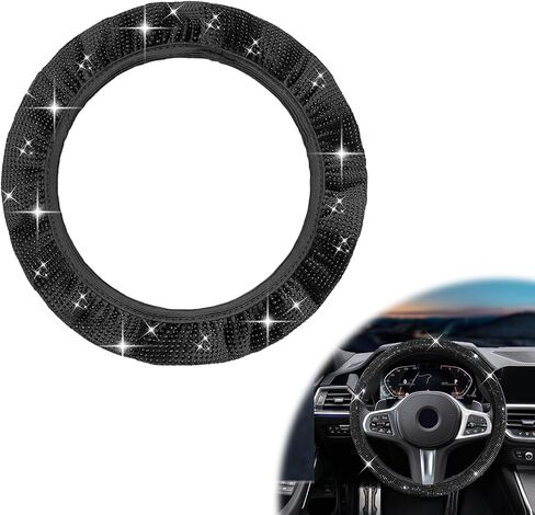 Bling Rhinestones Steering Wheel Cover, Compatible with 14.5-15 Inch Steering Wheel, Bling Steering Wheel Cover for Girls (White) in Saudi Arabia