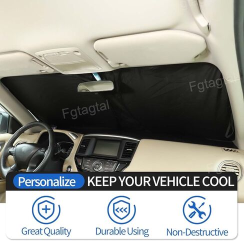 Windshield Sunshade Fit for Nissan Pathfinder 2013-2018, Folding Car Sun Shade for Front Window, Auto Sun Protection Visors Blocks UV Rays and Keeps Vehicle Cool, American Flag Pattern in Kuwait