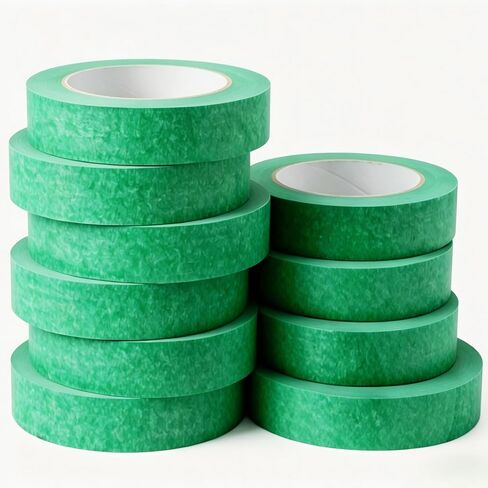 10 Rolls, Automotive Paint Tape, Automotive Masking Tape, Green Painters Tape, 1 Inch X 55 Yards (Total 550 Yards), Multi-Purpose Painters Tape for Automotive Repair, DIY & Art Painting in Saudi Arabia
