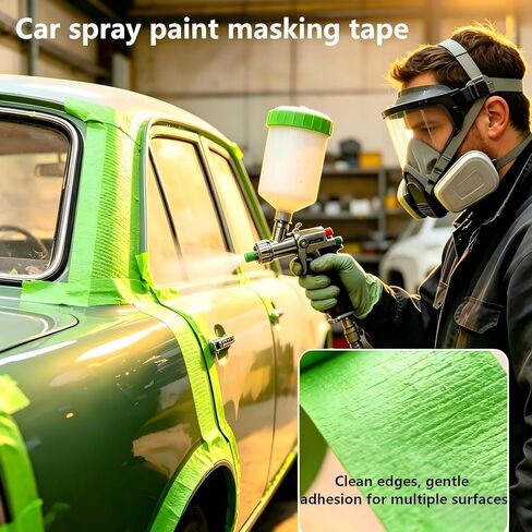 10 Rolls, Automotive Paint Tape, Automotive Masking Tape, Green Painters Tape, 1 Inch X 55 Yards (Total 550 Yards), Multi-Purpose Painters Tape for Automotive Repair, DIY & Art Painting in Saudi Arabia