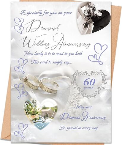 60th Anniversary Card for Husband Wife Parents Couples, 60 Year Wedding Anniversary Decorations Gift for Men Women in Saudi Arabia
