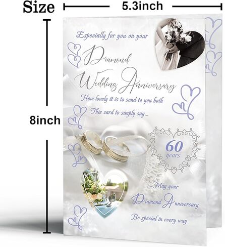 60th Anniversary Card for Husband Wife Parents Couples, 60 Year Wedding Anniversary Decorations Gift for Men Women in Saudi Arabia