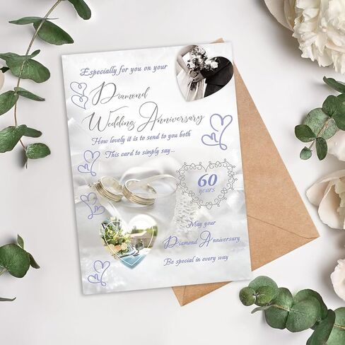 60th Anniversary Card for Husband Wife Parents Couples, 60 Year Wedding Anniversary Decorations Gift for Men Women in Saudi Arabia