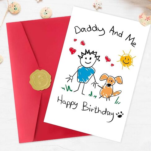 IDU Dog Dad Birthday Card,Funny Birthday Card for Husband Boyfriend Men Him,Cute Dad Birthday Cards Gifts from Dog with Envelopes in Saudi Arabia