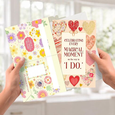 Prime Greetings Bridal Shower, Engagement, Wedding Card, Made in America, Thick Card Stock with Premium Envelope Packaged in a Reusable Presentation Mailer, Eco-Friendly, 5in x 7.75in in Kuwait