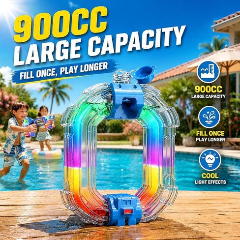 2Pack Electric Water Guns for Adults, 2026 Automatic Water Gun – Revolver with Spinning Cylinder & Muzzle Flash, 900cc Large Water Tank, Colorful LED Lights for Pool/Backyard Battles (Blue & Black) in Saudi Arabia