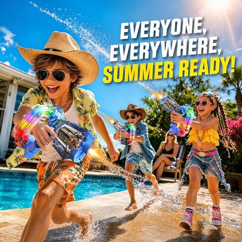 2Pack Electric Water Guns for Adults, 2026 Automatic Water Gun – Revolver with Spinning Cylinder & Muzzle Flash, 900cc Large Water Tank, Colorful LED Lights for Pool/Backyard Battles (Blue & Black) in Saudi Arabia