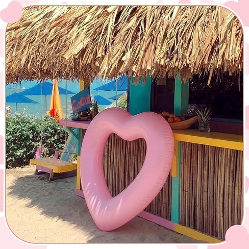 Shappy 2 Pcs Heart Pool Float Inflatable for Island Pink Heart Shaped Summer Swimming Ring PVC Pool Float for Adults Beach Party Supply Sweet for Island Themed Bachelorette Party Decorations in Saudi Arabia