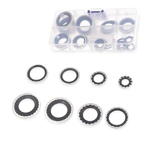 30 PCS Car A/C Gaskets, 6 Sizes A/C System Compressor Port Seal Washer Assortment Set, Rust-Proof Self-Centered Bonded Cooling Pump Repair O-Ring Kit, Universal for Fixing Accessory (Black) in Saudi Arabia