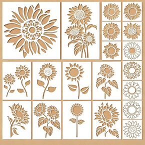 20 Pcs Sunflower Painting Stencils Reusable Plastic Sunflower Stencils Templates for Crafts DIY Wall Canvas Notebook Knit Card Wood in Saudi Arabia