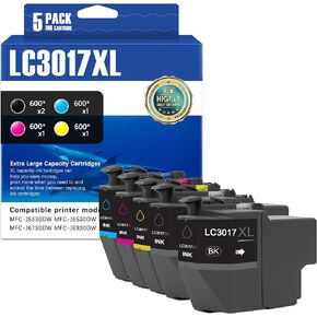خراطيش حبر SFINK LC3017 LC3017XL عالية الإنتاجية (5 عبوات) بديلة لخراطيش حبر Brother LC3017 XL MFC-J5330DW MFC-J6530DW MFC-J6730DW MFC-J6930DW الطابعة (BK/C/M/Y) in Kuwait