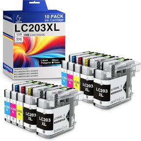 خرطوشة حبر LC203XL لطابعة Brother MFC-J480DW MFC-J880DW MFC-J885DW MFC-J4420DW MFC-J680DW بديلة لأخيه LC203 LC203XL LC201 LC201XL 10 عبوات عالية الإنتاجية 5500 صفحة (4BK/2C/2M/2Y) in Kuwait