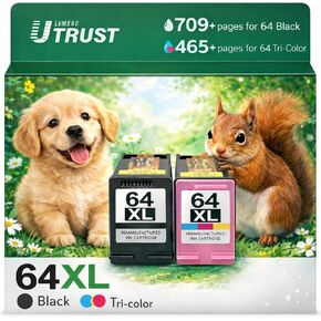 64XL Ink Cartridges Black & Tri-Color Combo Pack, Remanufactured Replacement for HP 64XL 64 Ink, Compatible with HP Envy Photo 7855 7858 7155 7120 6252 6255 6258 7164 7864 Tango Tango X Printer in Saudi Arabia