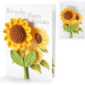 Birthday Card for Women Handmade Crochet Happy Birthday Cards with Knitted Flowers, Gift for Her, Girls, Friends, Mom, Sister in Saudi Arabia