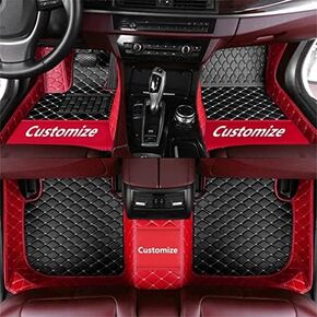 Custom Making Car Floor Mats for 98.5% Car Model Luxury Leather All Weather Waterproof Anti-Skid Full Coverage Liners (Black Blue) in Saudi Arabia