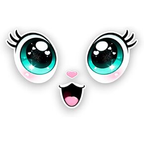 Cute Eyes Sticker 5 inch, Cool Cartoon Eyes Car Decal, Vinyl face Decals for Flower pots, Waterproof Vinyl Decal for Car, Trucks, Laptops in Saudi Arabia
