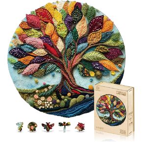 Jigfoxy Wooden Puzzles for Adults, Fibrous Tree of Life Wood Puzzles Adult, Unique Animal Shape Wooden Jigsaw Puzzles for Adults, Birthday Gifts for Puzzle Lovers, Family(M-11.4 * 11.4in-200pcs) in Saudi Arabia