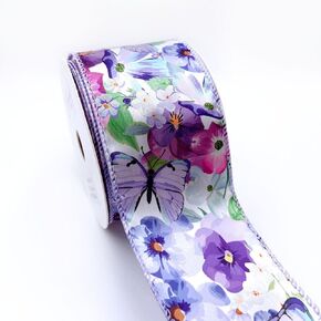 Designer's Shop Holiday Floral Butterfly Satin Ribbon, Lilac Purple, 2.5" x10yd, WR 63-5198 in Kuwait
