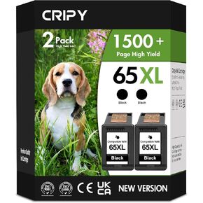 CRIPY 65XL 65 Black Ink Cartridges Combo Pack Replacement for HP 65 65XL Ink Cartridges for DeskJet 3755 3772 3700 2600 Envy 5055 5000 5052 5058 5070 Printers (2 Pack, Black) in Saudi Arabia