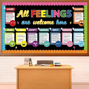Colorful Feeling Emotion Board Set Mental Health Bulletin Board All Fellings are Welcome Classroom Decor Back to School Emotion Cutouts Feeling Chart for School Counselor Therapy Calm Corner Supplies in Saudi Arabia