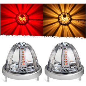 Dual Color Amber White Watermelon Lights,2 Pcs LED Side Marker Turn Signal Lights 360°Rotating 30 led Clear Lens Water Melon Lights for Peterbilt Freightliner Trucks Trailers RVs Motohomes in Saudi Arabia