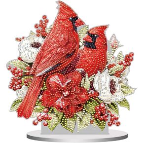 INCOK Cardinal Diamond Art Tabletop Kits - DIY 5D Christian Diamond Art Painting for Adults, Special Shape Round Gem Art Craft Set, Home Wall Decor Christmas Xmas Birthday Gift for Beginners in Saudi Arabia