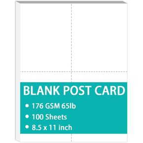 Blank Postcard Paper - 65lb White Printable Postcards, Letter Size, 8.5 x 11 inch, 100 Sheets / 400 Postcards- Perforated 4 per Sheet - for Inkjet/Laser Printers, 4-1/4" x 5-1/2" Each Card After Perf in Saudi Arabia