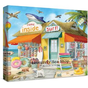 Funny Beach Surf Shop Puzzles for Adults 500 Pieces. Summer Seaside Landscape Jigsaw Puzzles. Challenging Nature, Ocean,Animal Art Puzzles in Saudi Arabia