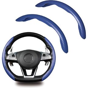 Steering Wheel Cover for Toyota Sienna 1998-2014, 2018-2025, 2PCS Segmented Wheel Protector Fit for 14.5-15 inch O & D Shape, Carbon Fiber Anti-Skid Breathable, Car Interior Accessories, Blue in Saudi Arabia