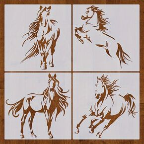 Horse Stencil 4pcs Reusable Plastic Templates 6in Craft Paint Template Crafts Paint Stencils for Wood Wall Fabric Rock Signage in Saudi Arabia