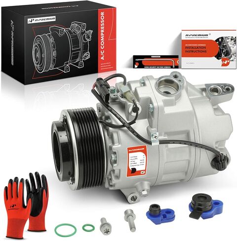 A-Premium Air Conditioner AC Compressor with Clutch Compatible with BMW 740i 740Li 2011-2012, X6 2008-2010, 3.0L, CSE717 Style in Kuwait