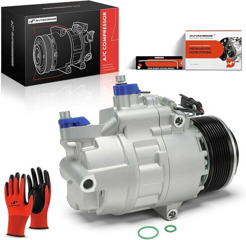 A-Premium Air Conditioner AC Compressor with Clutch Compatible with BMW 740i 740Li 2011-2012, X6 2008-2010, 3.0L, CSE717 Style in Kuwait