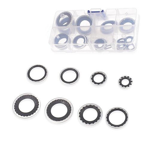30 PCS Car A/C Gaskets, 6 Sizes A/C System Compressor Port Seal Washer Assortment Set, Rust-Proof Self-Centered Bonded Cooling Pump Repair O-Ring Kit, Universal for Fixing Accessory (Black) in Saudi Arabia