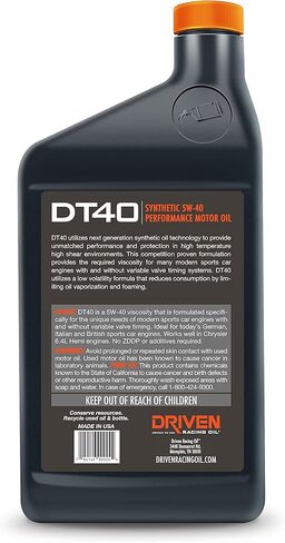 Driven Racing Oil DT40 High Zinc Synthetic 5w-40 (12 Quart Bottles) Street Performance - Euro Sport Engines - E85 - Methanol Injection in Kuwait