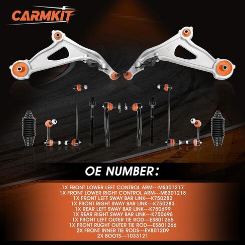Front Lower Control Arm Suspension Kit with Orange Ball Joint Sway Bar Inner Outer Tie Rod Boot Compatible with 2013-2020 Nissan Pathfinder 2013 Infiniti JX35 2014-2022 Infiniti QX60,12PCS in Saudi Arabia